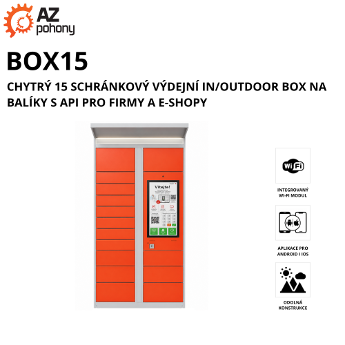 BOX 15 – chytrý 15 schránkový výdejní IN/OUTDOOR box na balíky s API pro firmy a e-shopy
